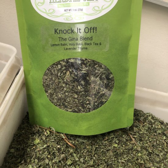 Knock It Off! (The Gina Blend): lemon balm, holy basil, black tea, lavender thyme